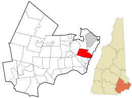 Localização no condado de Rockingham e no estado de New Hampshire.