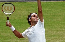 Roger Federer used Wilson racquets in the 2009 Wimbledon Championship Roger Federer (26 June 2009, Wimbledon) 2 (crop-2).jpg