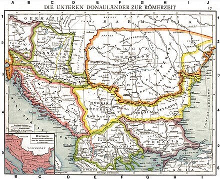 Roman Dacia, Moesia Inferior, Moesia Superior and other Roman provinces