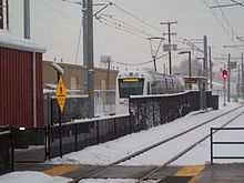 Central Pointe station, the western end of the S Line. S Line platform at Central Pointe.JPG