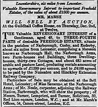Sale of interest in Narborough Estate in 1869 Sale of interest in Narborough Hall 1869.jpg
