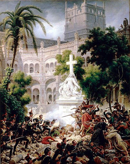 Saragossa: The assault on the Santa Engracia monastery. (by Louis-François Lejeune, Oil on canvas, 1827)
