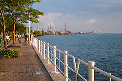 Walking trail next to the St. Clair River in Sarnia.