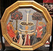 Jardín del amor, anverso c. 1420, 51 cm de diámetro.