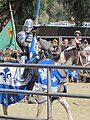 Sir Jean Luke of France, one of the World Tournament of Champions knights, about to participating in a jousting reenactment at the Northern California Renaissance Faire in Santa Clara County.