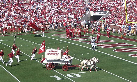 The Sooner Schooner being driven by the RUF/NEKS at an OU football game in 2005. SoonerSchooner.jpg