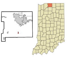 Location of Lakeville in the state of Indiana