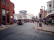 View north-east on St Sepulchre Gate, from its junction with Duke Street St Sepulchre Gate, Doncaster (geograph 4762265).jpg