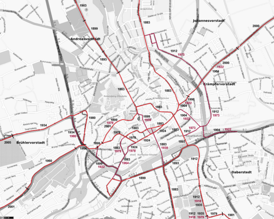 Straßenbahn Erfurt: Geschichte, Heutiges Liniennetz, Streckennetz