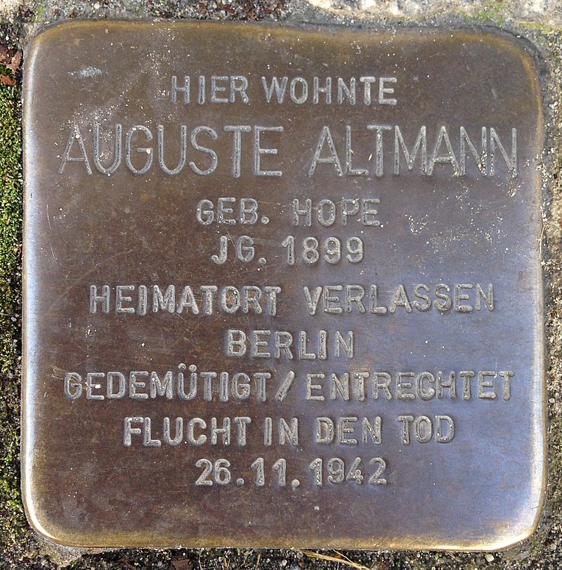 Stolperstein Verl Hauptstraße 33 Auguste Altmann