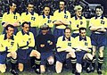 A Seleção Sueca antes de enfrentar a Itália na Copa do Mundo de 1950. Skoglund é o penúltimo em pé, da esquerda para a direita.