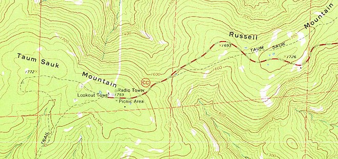 USGS topographic map of the Taum Sauk and Russell Mountain area Taum Sauk Mountain topography.jpg