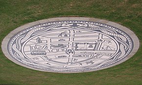 In 2004 Bedford Borough Council commissioned artist Gary Drostle to create a mosaic map of Bedford depicting the medieval history of the town. The Bedford snakes - geograph.org.uk - 552611.jpg
