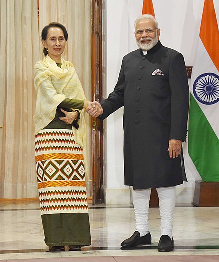 Indian Prime Minister Narendra Modi meeting Aung San Suu Kyi in New Delhi, 24 January 2018
