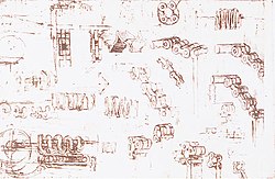 The sketch of roller chain, Leonardo da Vinci, Codex Atlanticus The sketch (drawing) of roller chain, Leonardo da Vinci.jpg