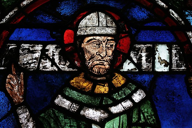 Image of Thomas Becket from a stained glass window