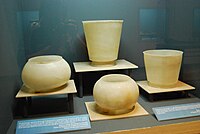 Travertine vessels found in El Tapesco del Diablo Cave in Ocozocoautla, Chiapas, Mexico (600–900 CE)