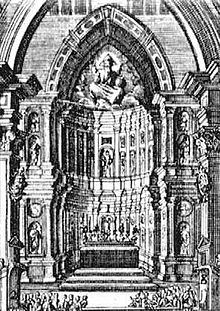 The high altar of Palermo Cathedral in an 18th-century print Tribuna Gagini.JPG