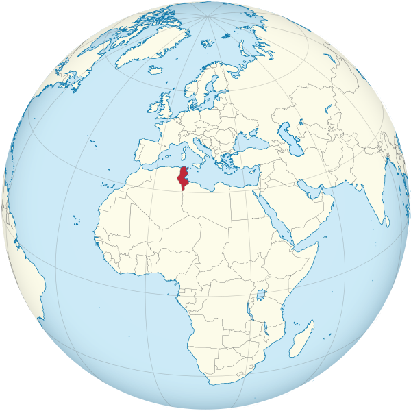 Tunisia on the globe (North Africa centered).svg