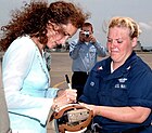 Andie MacDowell signing autograph at Naval Air Station Sigonella, Sicily, June 14, 2005