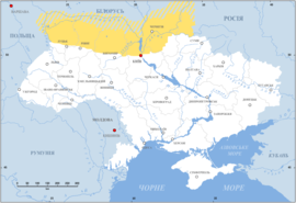 Polesia na mapě Ukrajiny (označeno v ukrajinštině)