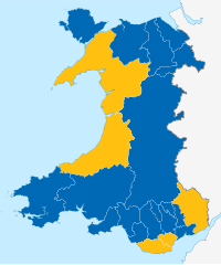 Voting areas of Wales
Leave
Remain United Kingdom EU referendum 2016 area results (Wales).svg