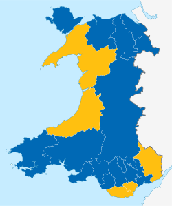 United Kingdom EU referendum 2016 area results (Wales).svg