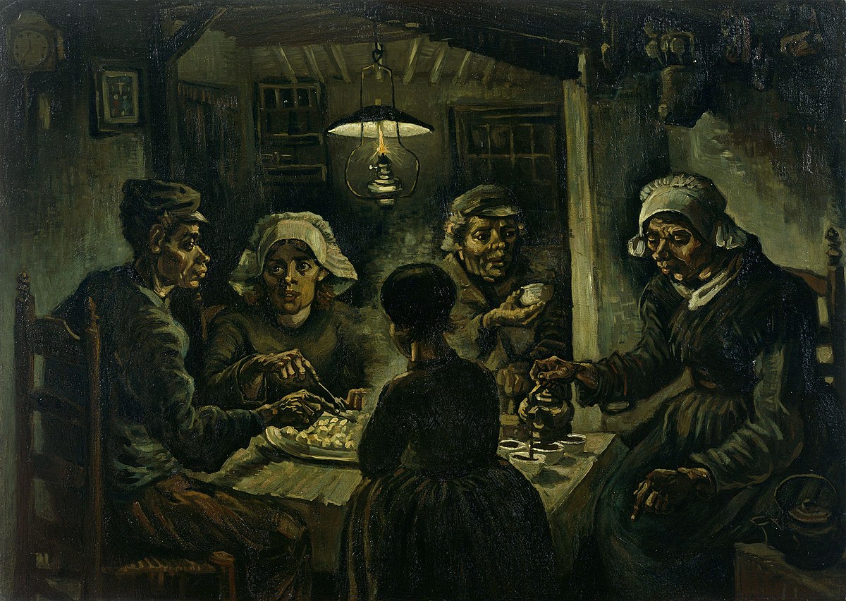 Zone de Texte: Figure 1 Les Mangeurs de pommes de terre est un tableau de Vincent van Gogh peint en avril 1885 à Nuenen, aux Pays-Bas.