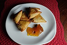 Vegetable samosas with Major Grey's Chutney Vegetable samosas with Major Grey's chutney.jpg