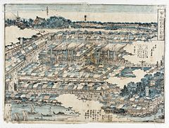 Image 1View of Kabuki theatre district in Edo, 1820 (from History of Tokyo)