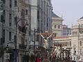 Los pasos de la cofradía camino de la Plaza Mayor