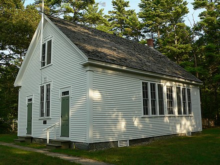 A preserved one-room school located in Wells, Maine.