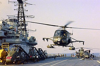 3 Commando Brigade Air Squadron Westland Scout helicopter landing on HMS Hermes, off the coast of northern Norway Westland Scout landing on HMS Hermes.jpg