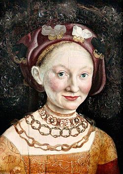 'Princess Emilia of Saxony', by Hans Krell (about 1530) Liverpool museums.jpg