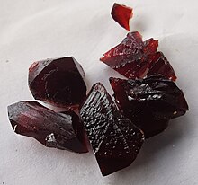 Crystals of (Benzylidenacetone)iron tricarbonyl (bda)Fe(CO)3-Crystals.jpg