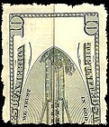 Pada uang kertas 10 dollar, terlihat gambar seperti menara WTC sesudah ditabrak pesawat.