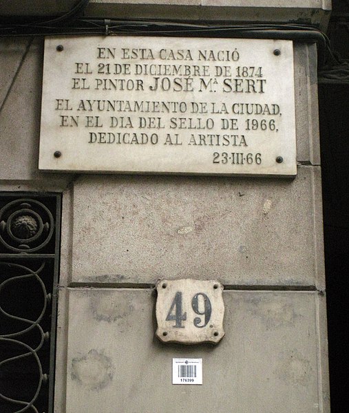 File:116 Aquí nasqué Josep M. Sert, c. Sant Pere Més Alt.JPG