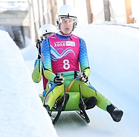 Tian Badžukov und Lovro Kovačič beim Doppelsitzer-Wettbewerb