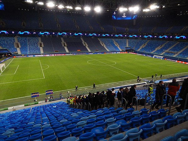 Saint Petersburg Arena after a UEFA Champions League match in 2021