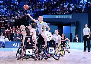 Wheelchair basketball - Canada's Kady Dandeneau, Rosalie Lalonde and Puisand Lai and Great Britain's Jade Atkin, Robyn Love and Laurie Williams