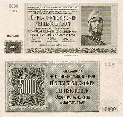 5000 kronen – Protectorate of Bohemia and Moravia (1939–1945)