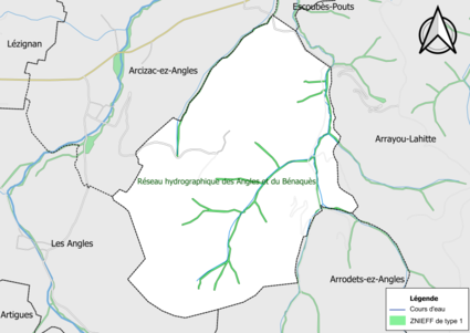 Carte de la ZNIEFF de type 1 sur la commune.