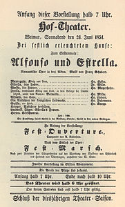 Theaterkaartje voor het hoftheater Weimar 1854