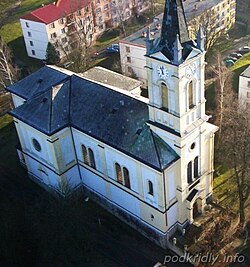 Letecký pohled na kostel