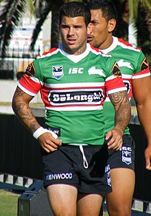 Reynolds playing for the Rabbitohs in 2011 ADAM REYNOLDS 2011.jpg