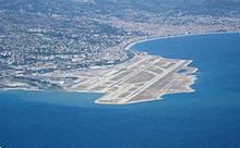 The airport with Nice seen in the background