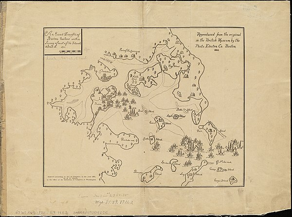 Boston Harbor, including Noddle's, Hog's, Governor's, Bird's and Apple Islands (1711)