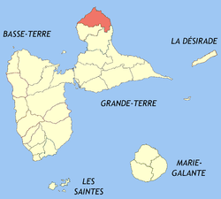 Lokasi komune (merah) dalam Guadeloupe