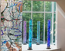 The art piece Memory Cycles is displayed in the Audrius Plioplys Atrium of the University of Chicago. Atminties ciklai.jpg