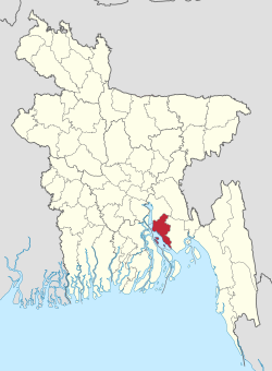 बांग्लादेश के मानचित्र पर लक्ष्मीपुर जिले की अवस्थिति